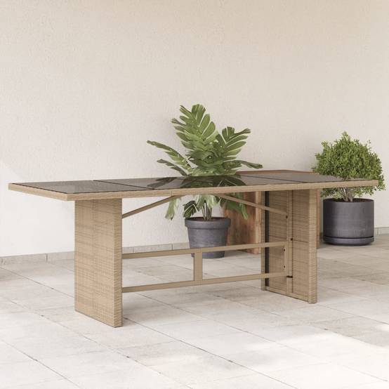 PANGIVO - Table de jardin résine tressée verre beige 190 x 80 x 75 cm - PANGIVO - Image 1