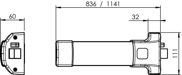 Fermeture anti-panique JPM Push bar 90+ - 1 point latéral - 1141 mm - Noire - PJ1100-02-0A - Image 2