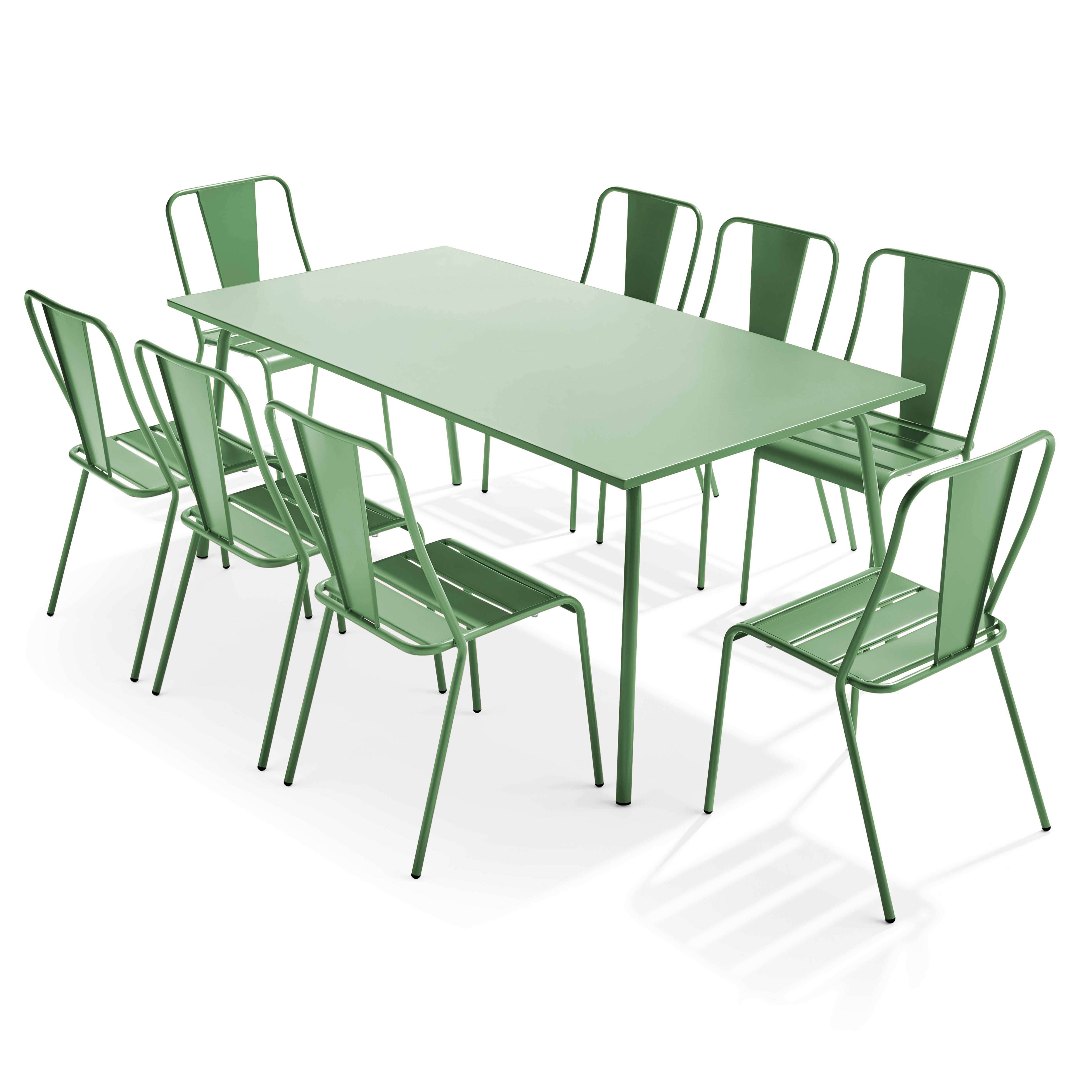 Oviala - Ensemble table de jardin et 8 chaises bistrot en acier vert cactus Palavas - Oviala - Imagen 1