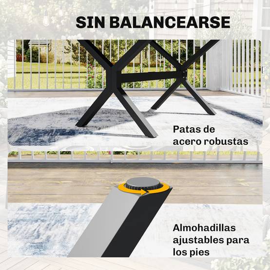 Table de jardin extensible 154/214 cm pour 8 à 10 personnes, en aluminium et acier avec plateau aspect bois gris - Image 8