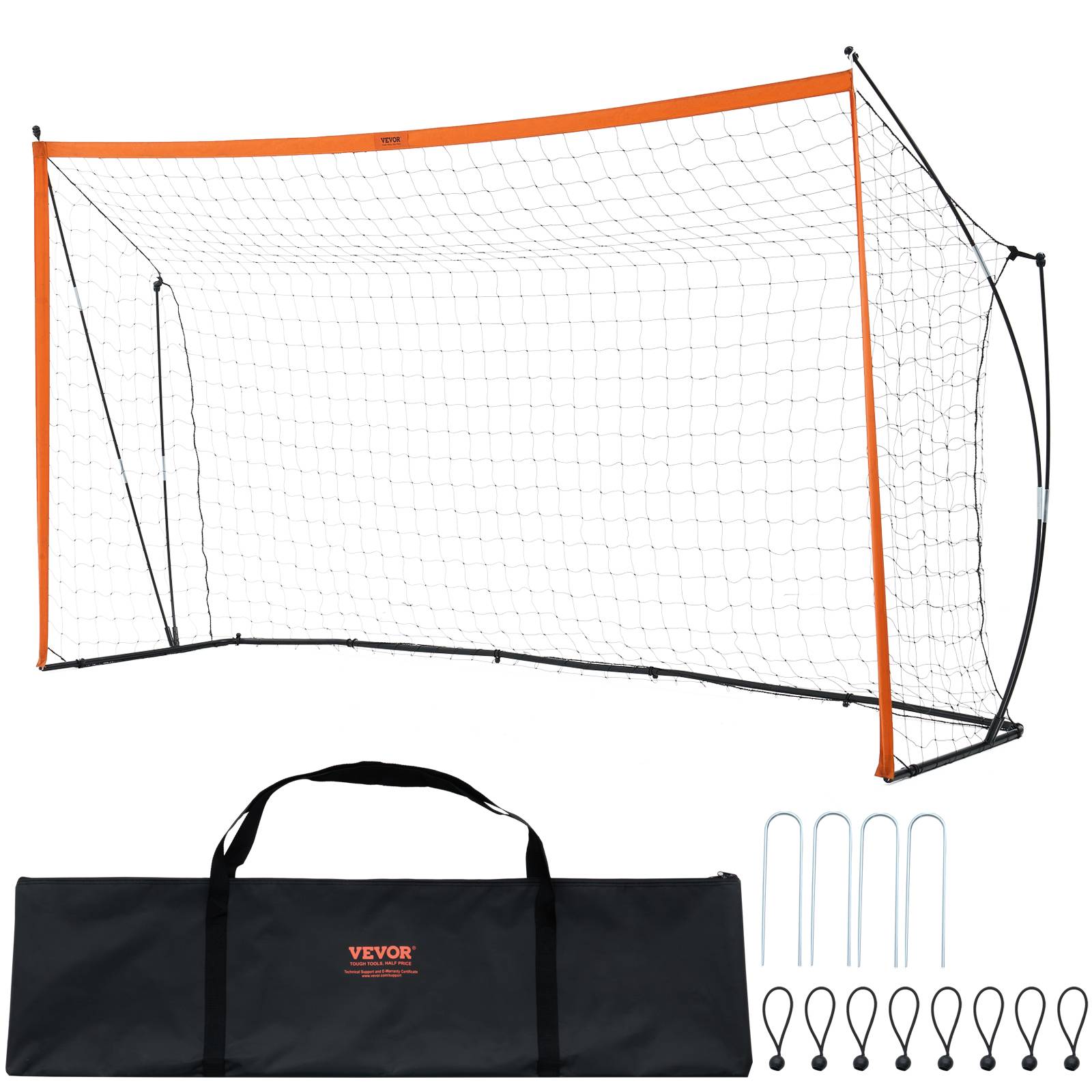 Vevor - VEVOR But de football portable 182,8 x 365,7 cm, cadre acier et fibre de verre, filet PE imperméable, sac de transport inclus, orange. - Image 1
