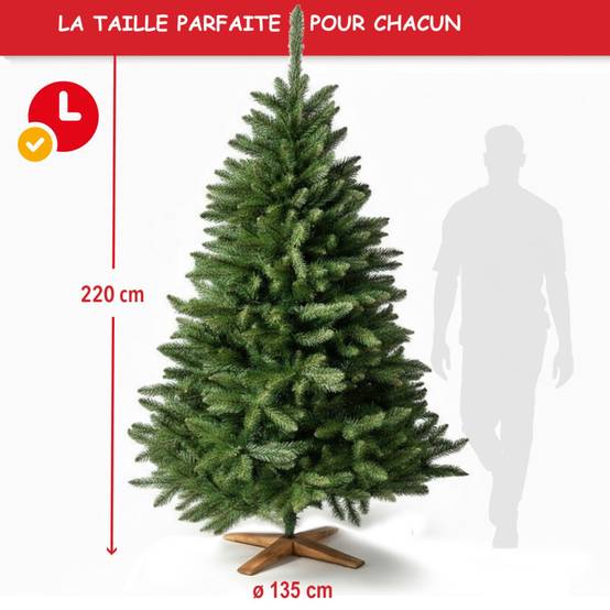 BB Loisir - Sapin de Noël artificiel 220cm Arbre de Noël Support et sac de rangement inclus - Image 2