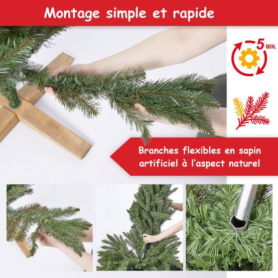 BB Loisir - Sapin de Noël artificiel 220cm Arbre de Noël Support et sac de rangement inclus - Image 5