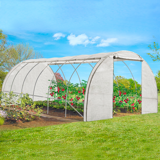 Serre tunnel de jardin 4 saisons 18M² blanche gamme maraîchère CRIMÉE 6x3M - Image 1
