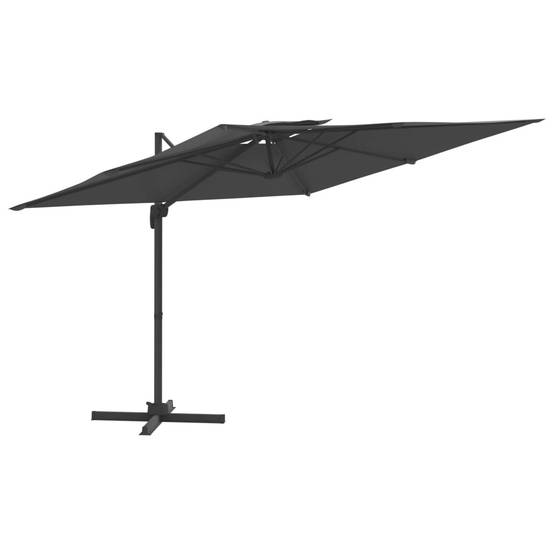 Helloshop26 - Parasol meuble de jardin cantilever à double toit 400 x 300 cm anthracite - Imagen 1
