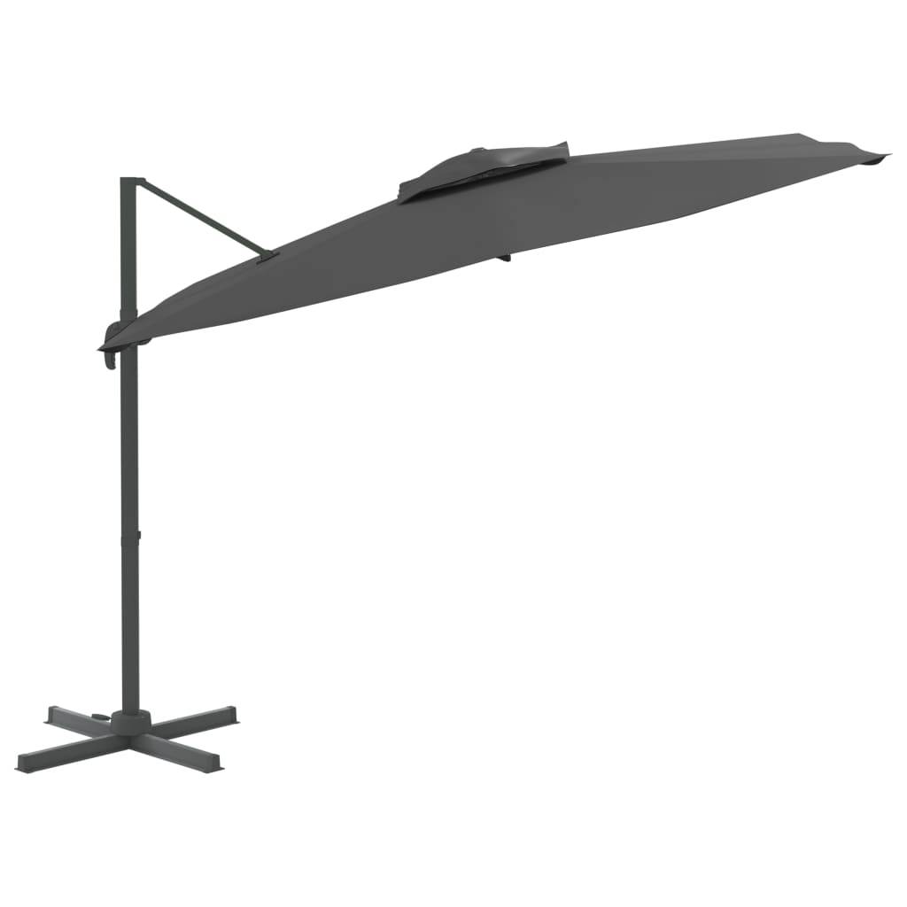 Helloshop26 - Parasol meuble de jardin cantilever à double toit 400 x 300 cm anthracite - Imagen 2