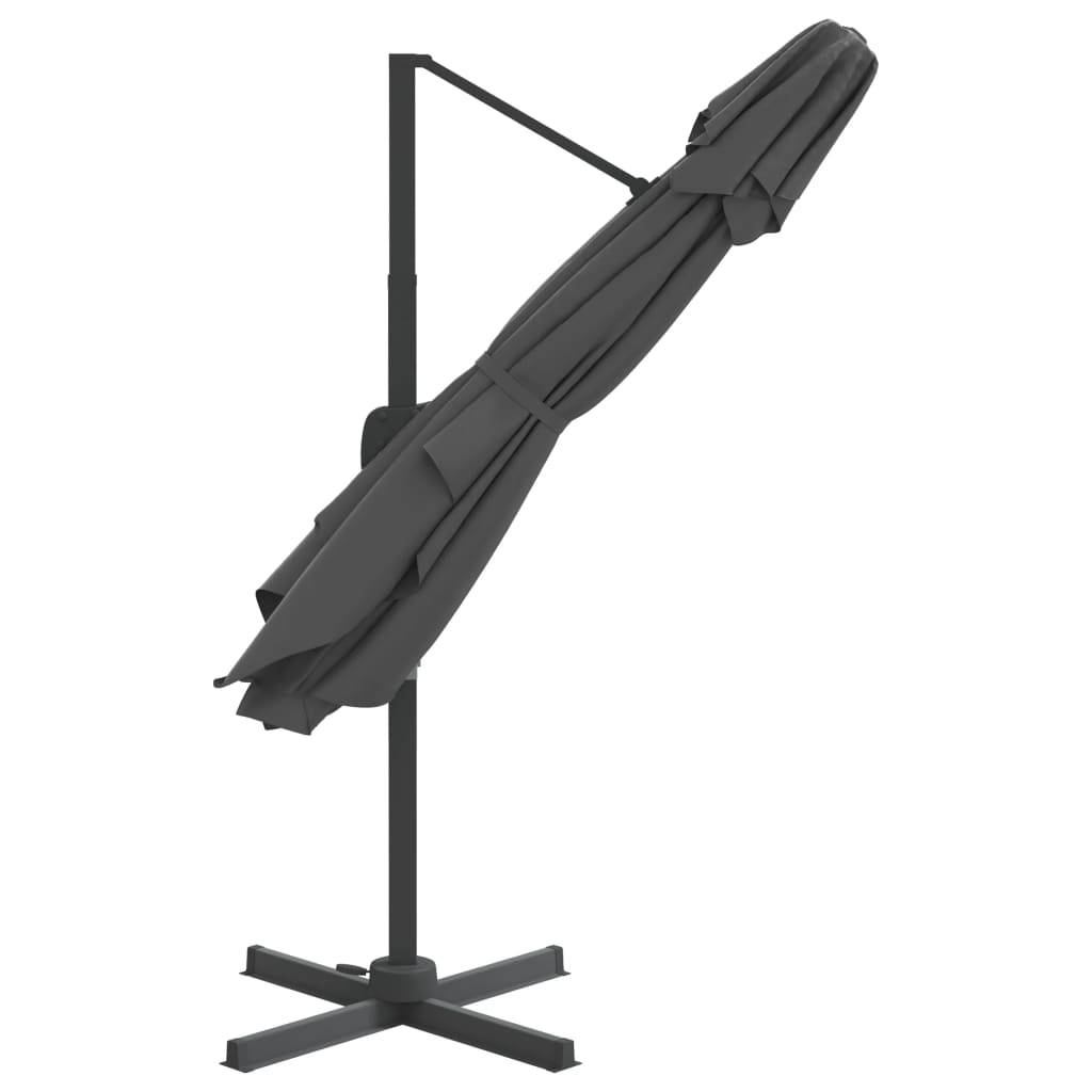 Helloshop26 - Parasol meuble de jardin cantilever à double toit 400 x 300 cm anthracite - Imagen 5