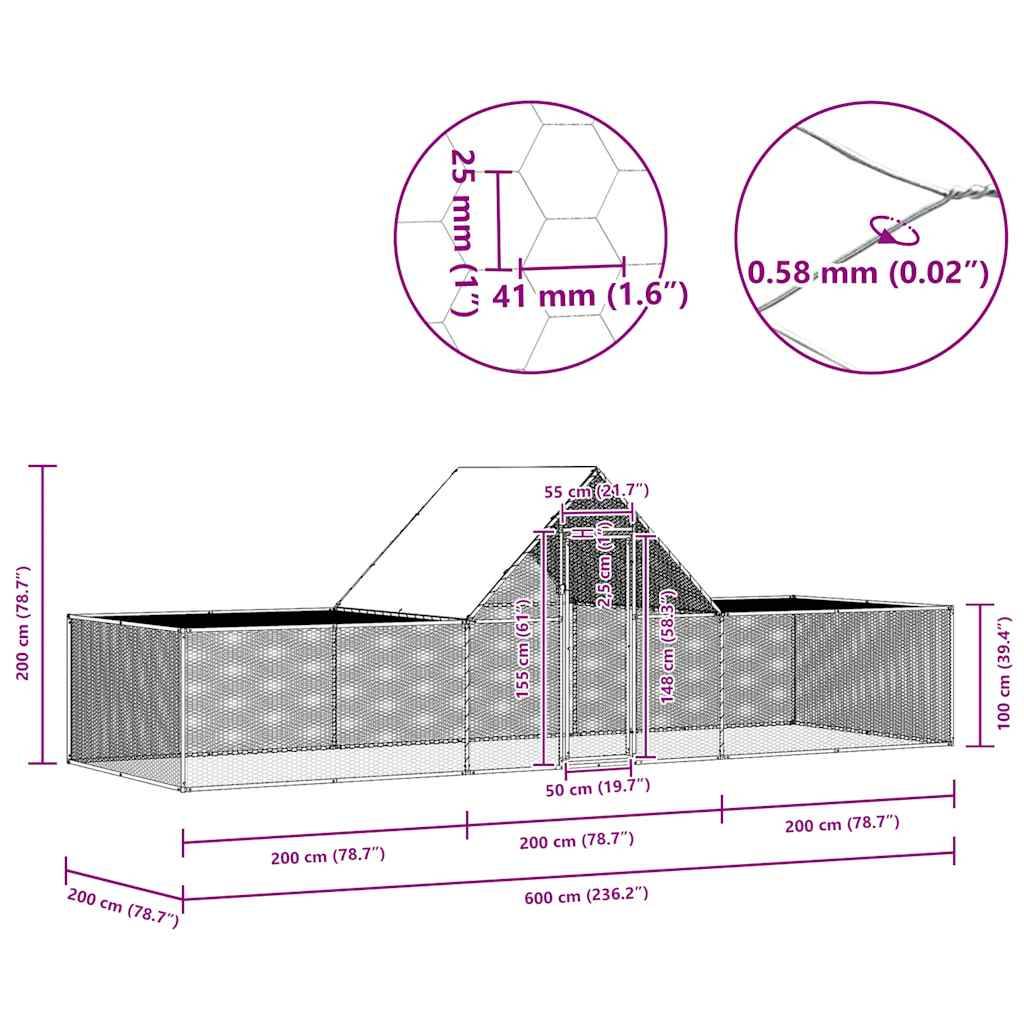 Poulailler acier argent 6 x 2 x 2 m - Prolenta premium p3163.4 - Image 9