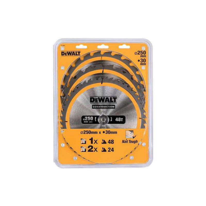 Dewalt - Coffret plastique de 3 lames Ø250mm  DEWALT DT1963-QZ Carbure Construction pour scie circulaire stationnaires : DT1952x2, DT1959 Dewalt - Imagen 2