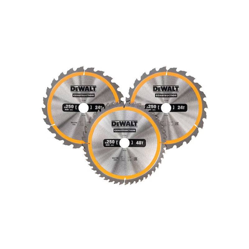 Dewalt - Coffret plastique de 3 lames Ø250mm  DEWALT DT1963-QZ Carbure Construction pour scie circulaire stationnaires : DT1952x2, DT1959 Dewalt - Imagen 1