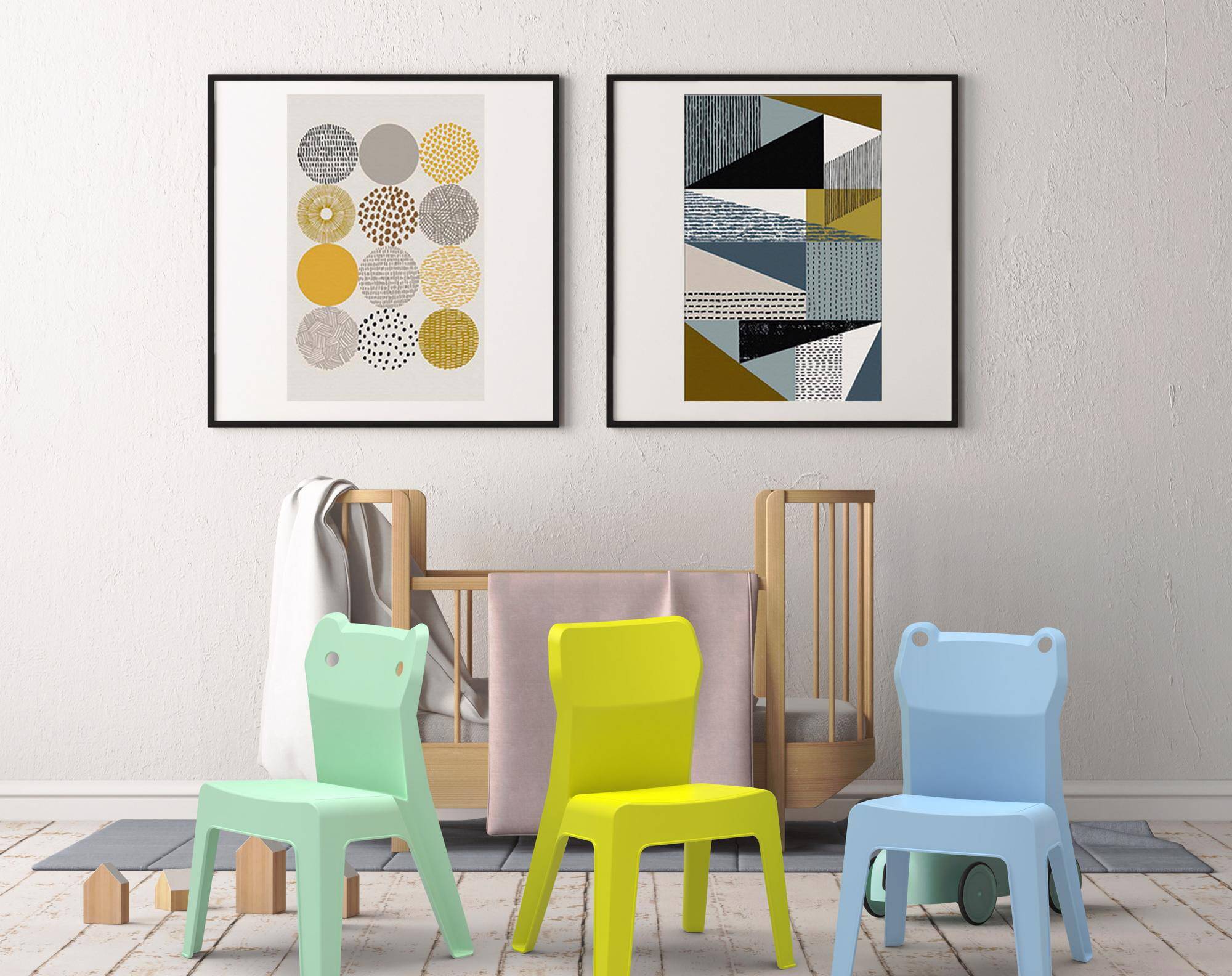 Set 4+1 chaises-table pour enfants intérieur, extérieur bleu ciel/fuchsia/orange/vert citron/menthe JAN garbar - Image 2