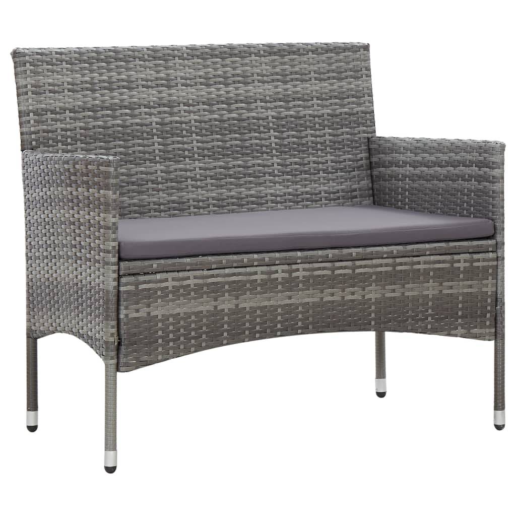 Vidaxl - Salon de jardin 4 pcs avec coussins résine tressée gris vidaXL 45812 - Imagen 2