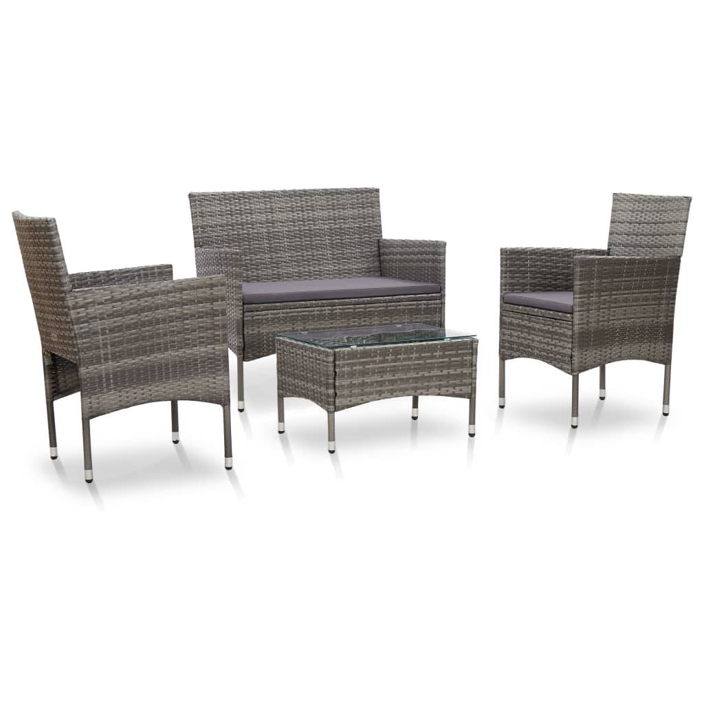 Vidaxl - Salon de jardin 4 pcs avec coussins résine tressée gris vidaXL 45812 - Imagen 1