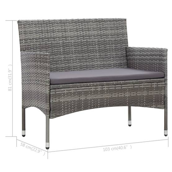 Vidaxl - Salon de jardin 4 pcs avec coussins résine tressée gris vidaXL 45812 - Imagen 3