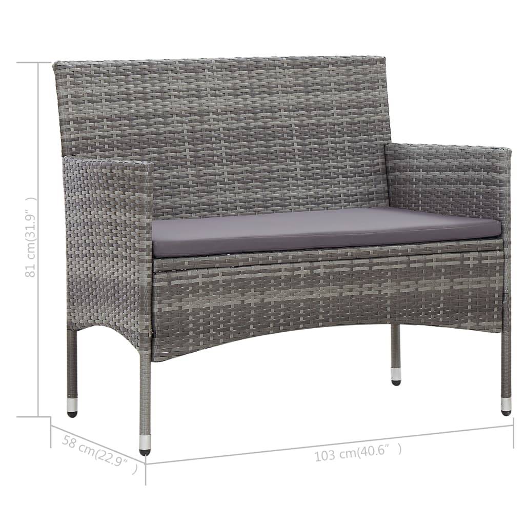Vidaxl - Salon de jardin 4 pcs avec coussins résine tressée gris vidaXL 45812 - Imagen 3