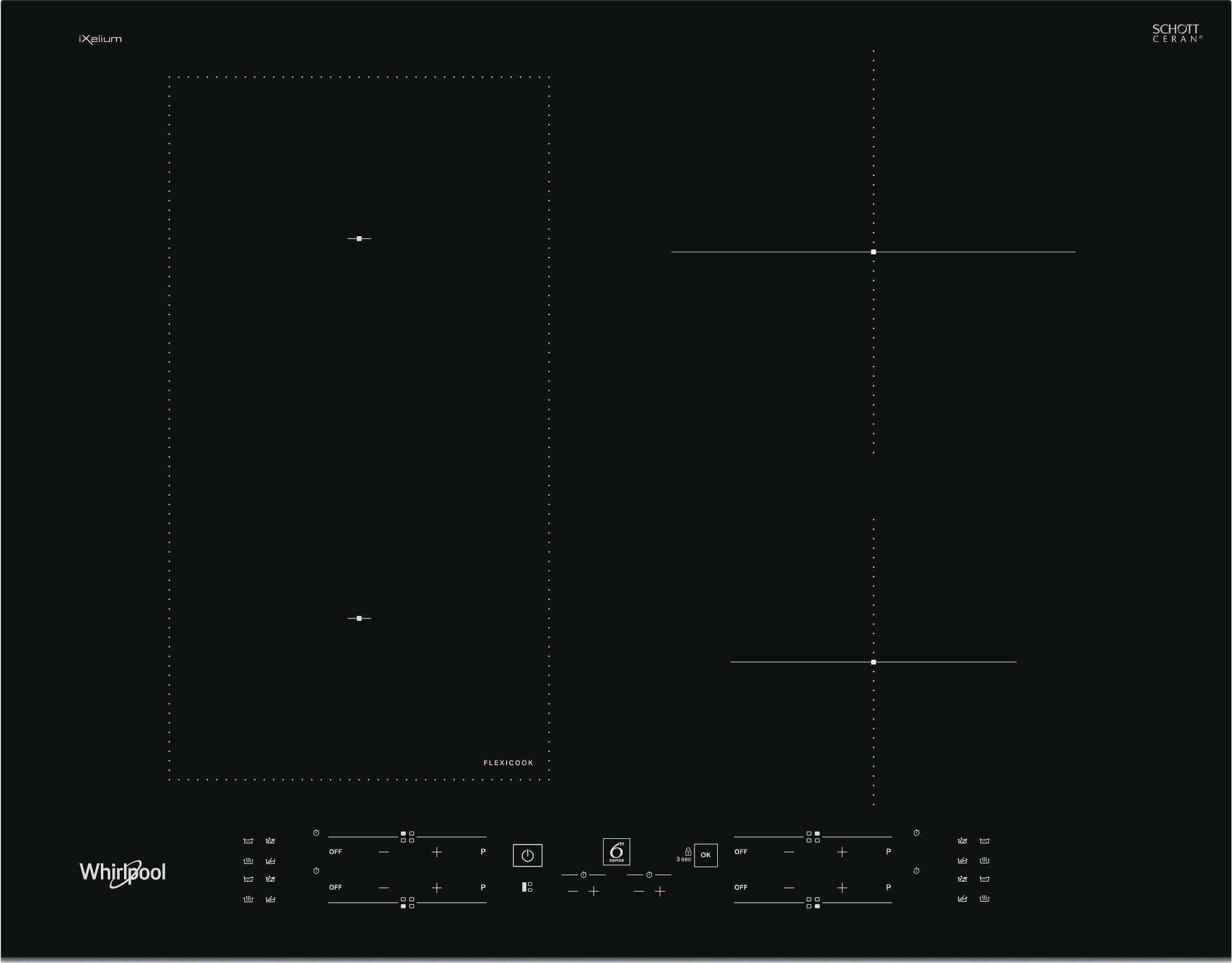 Table de cuisson à induction 65cm 4 feux 7200w noir WLB4265BFIXL Whirlpool - Image 1