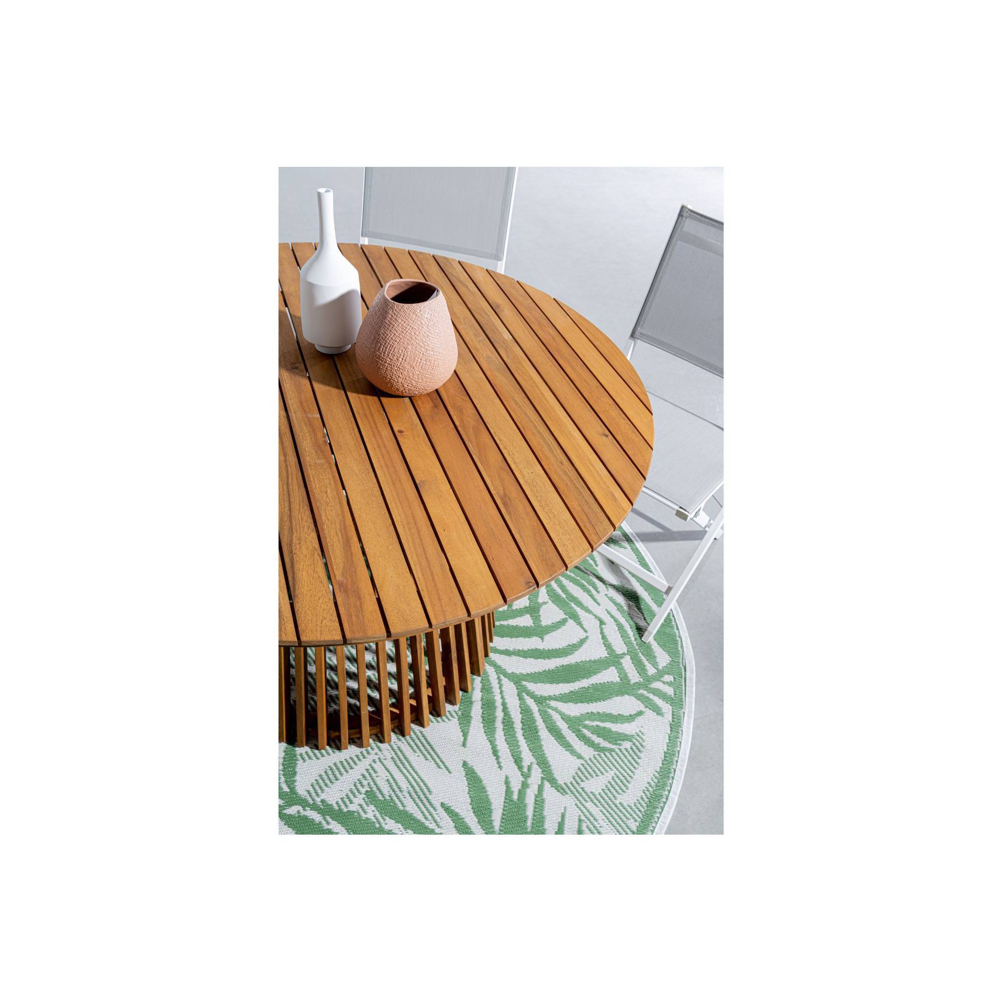 Autre - Table de jardin ronde en acacia D120 6 personnes - PIANA - Imagen 3