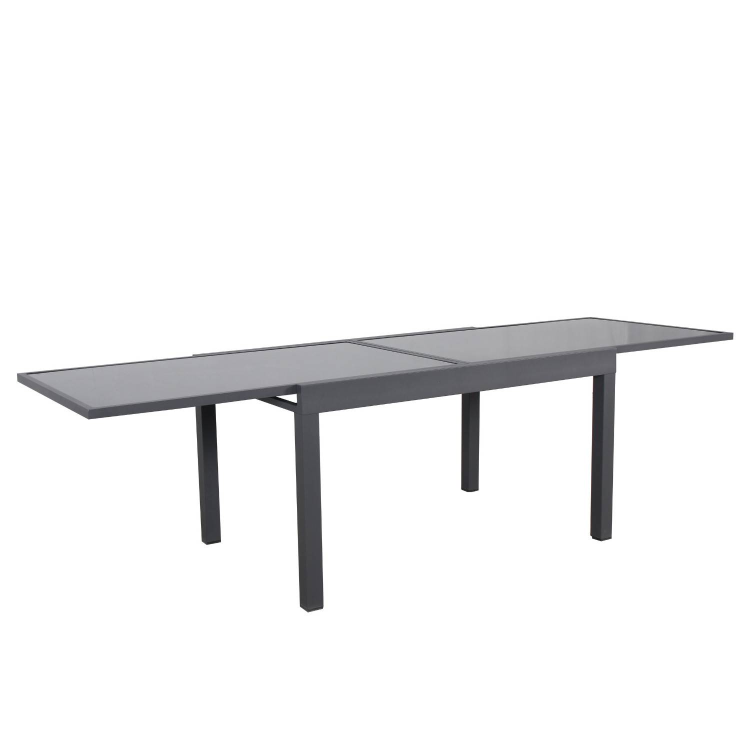 Autre - Table de jardin extensible aluminium 135/270cm + 10 fauteuils empilables textilène Gris Anthracite - LAZARE 10 - Image 1