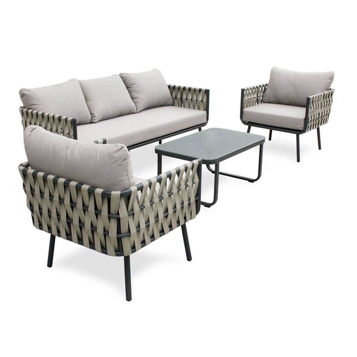 Dcb Garden - Salon de Jardin 5 Places "Antibes" 179cm Gris - Imagen 1