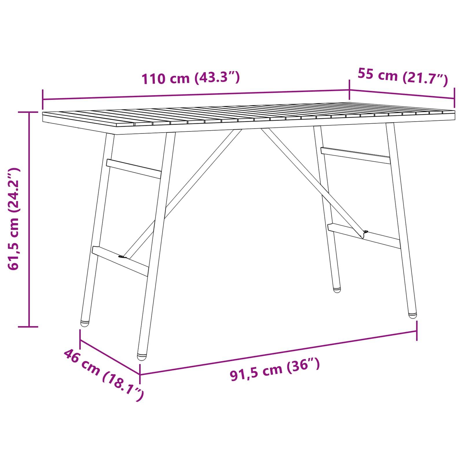 Table de repas bois acacia marron 110 x 55 x 61.5 cm - PANGIVO - Image 7