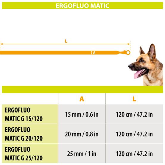 Ferplast - Ferplast Laisse pour chien ERGOFLUO MATIC, Laisse pour chien taille moyenne, Mousqueton innovant avec mécanisme magnétique, Poignée rembourrée, Nylon. - Image 2