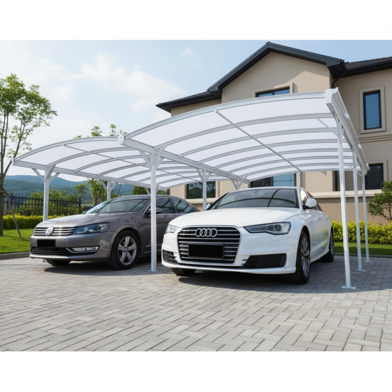 X-Metal - Carport double 30,30 m² aluminium blanc polycarbonate 6mm X-METAL avec kit d'ancrage - Image 1