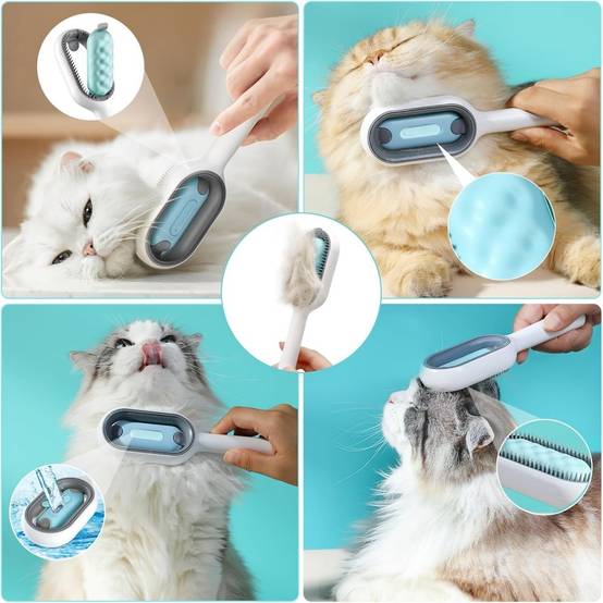 Brosse Pour Animaux Domestiques Auto-Nettoyante avec Réservoir Eau, Massage Anti-Poils Bleue - Lytech - Image 4
