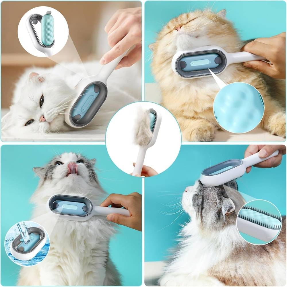Brosse Pour Animaux Domestiques Auto-Nettoyante avec Réservoir Eau, Massage Anti-Poils Bleue - Lytech - Image 4