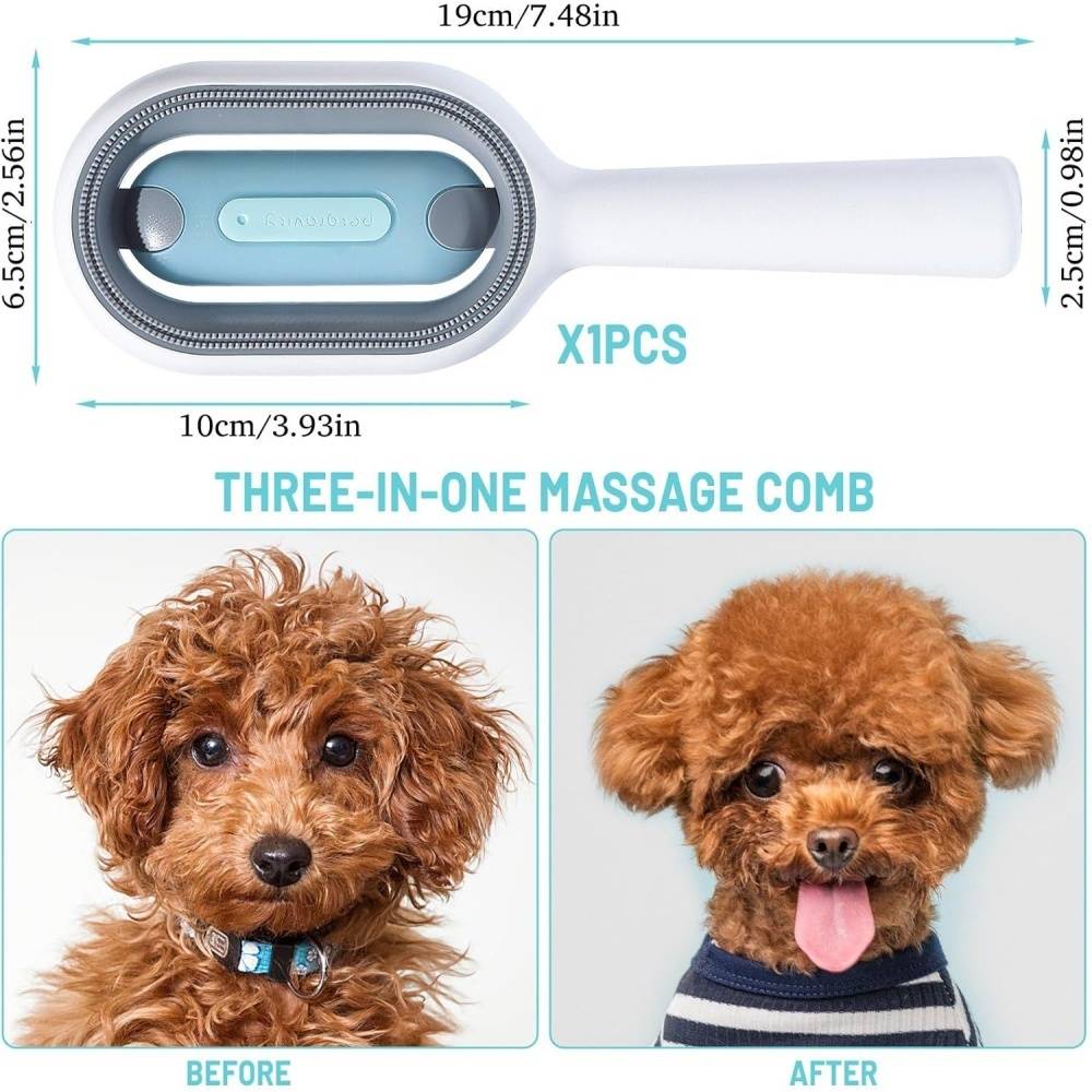 Brosse Pour Animaux Domestiques Auto-Nettoyante avec Réservoir Eau, Massage Anti-Poils Bleue - Lytech - Image 5