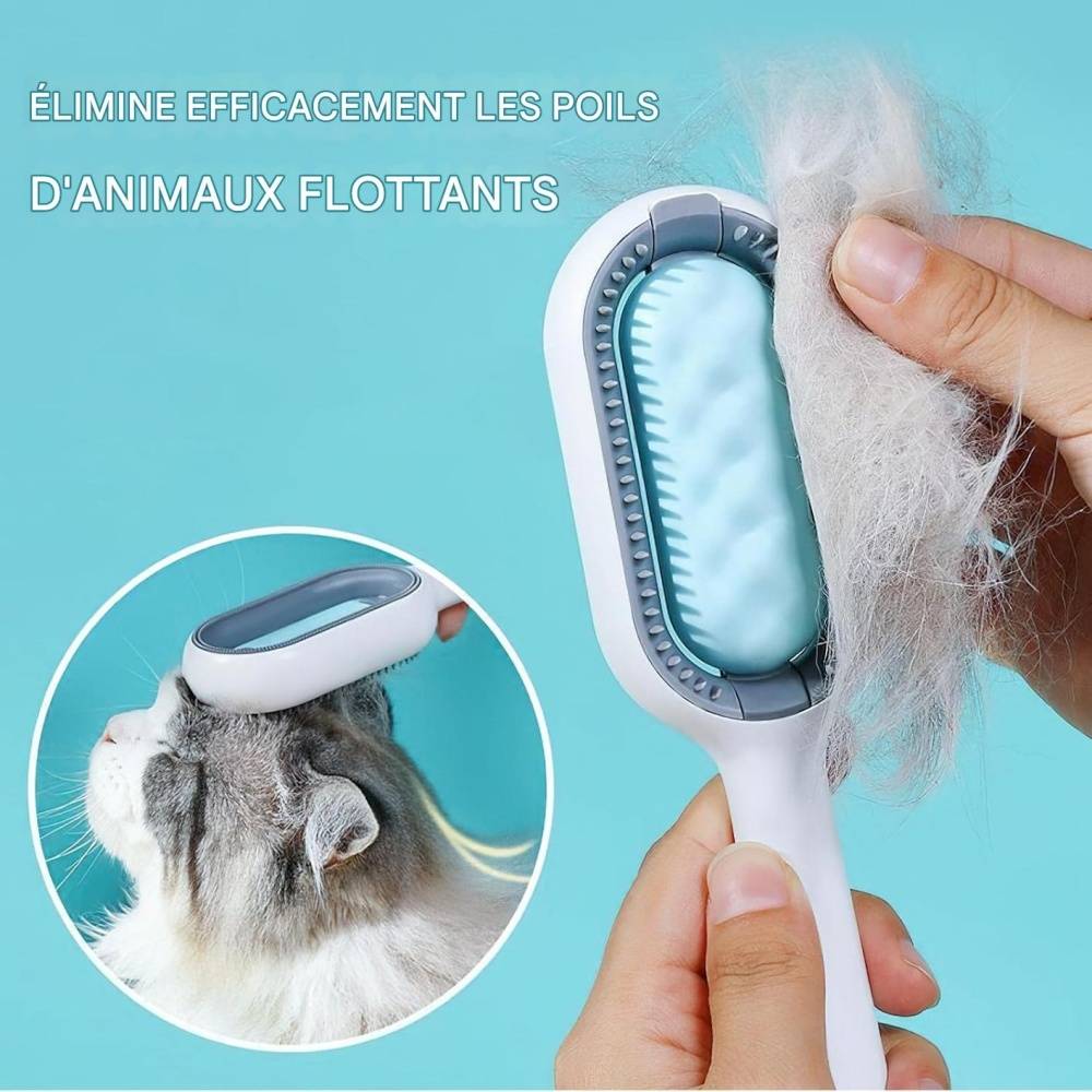 Brosse Pour Animaux Domestiques Auto-Nettoyante avec Réservoir Eau, Massage Anti-Poils Bleue - Lytech - Image 2