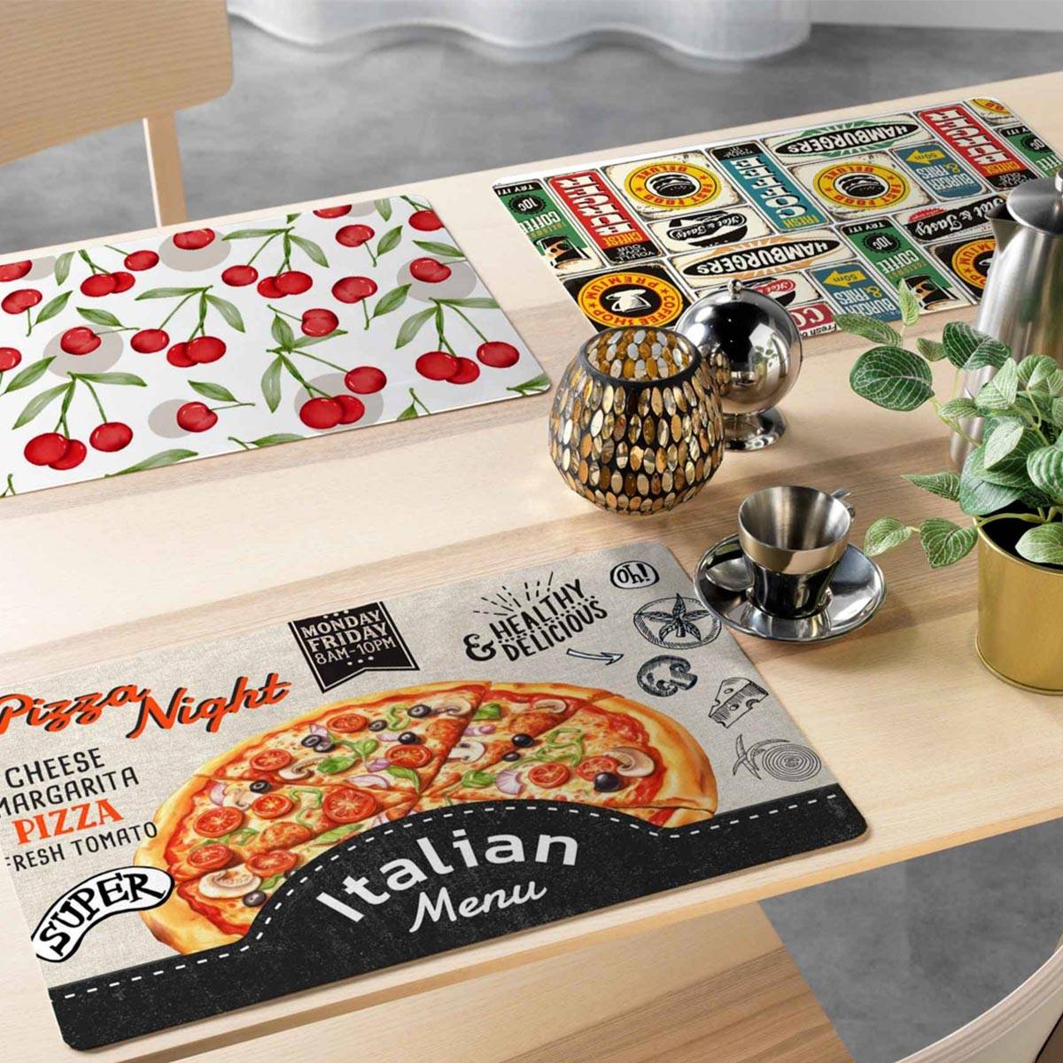Set de Table Imprimé "Cerisette" 28x44cm Rubis - Image 2