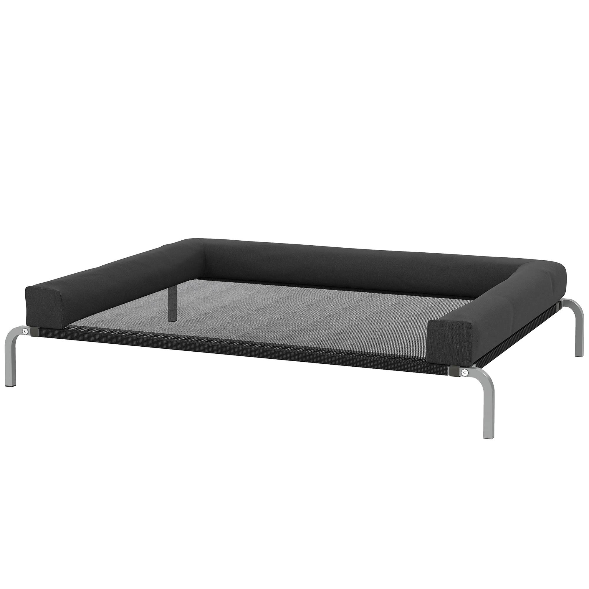 Lit surélevé chien toile Oxford intérieur extérieur rafraîchissant 130x90x30cm noir - ComfortXL Outdoor Living - Image 2
