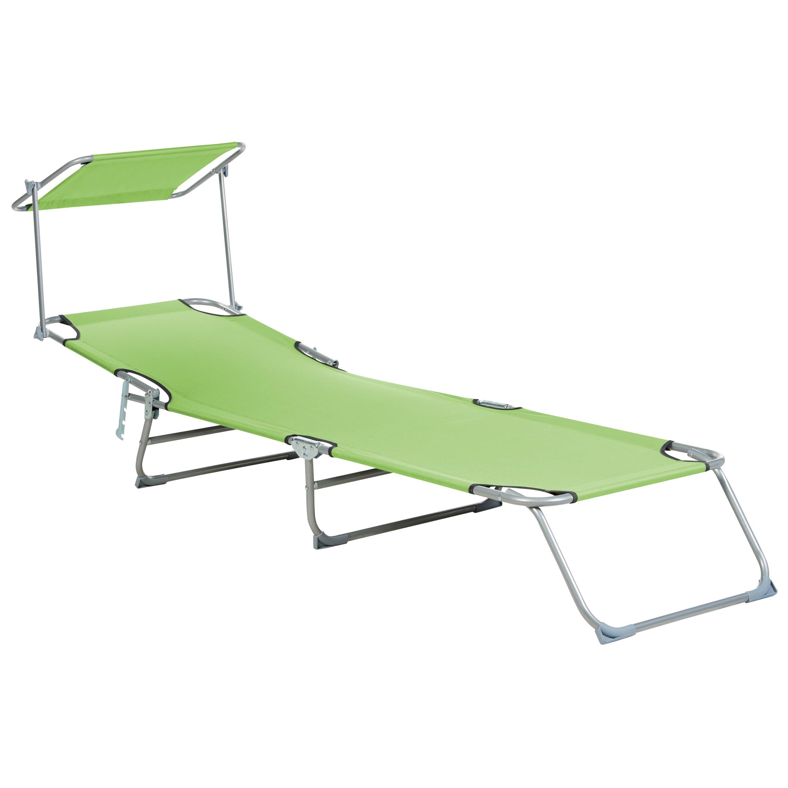 Beliani - Transat de Jardin Bain de Soleil Pliant en Tissu Polyester Vert Clair et Acier avec Pare Soleil Pratique Idéal pour Terrasse ou Balcon Beliani - Imagen 5