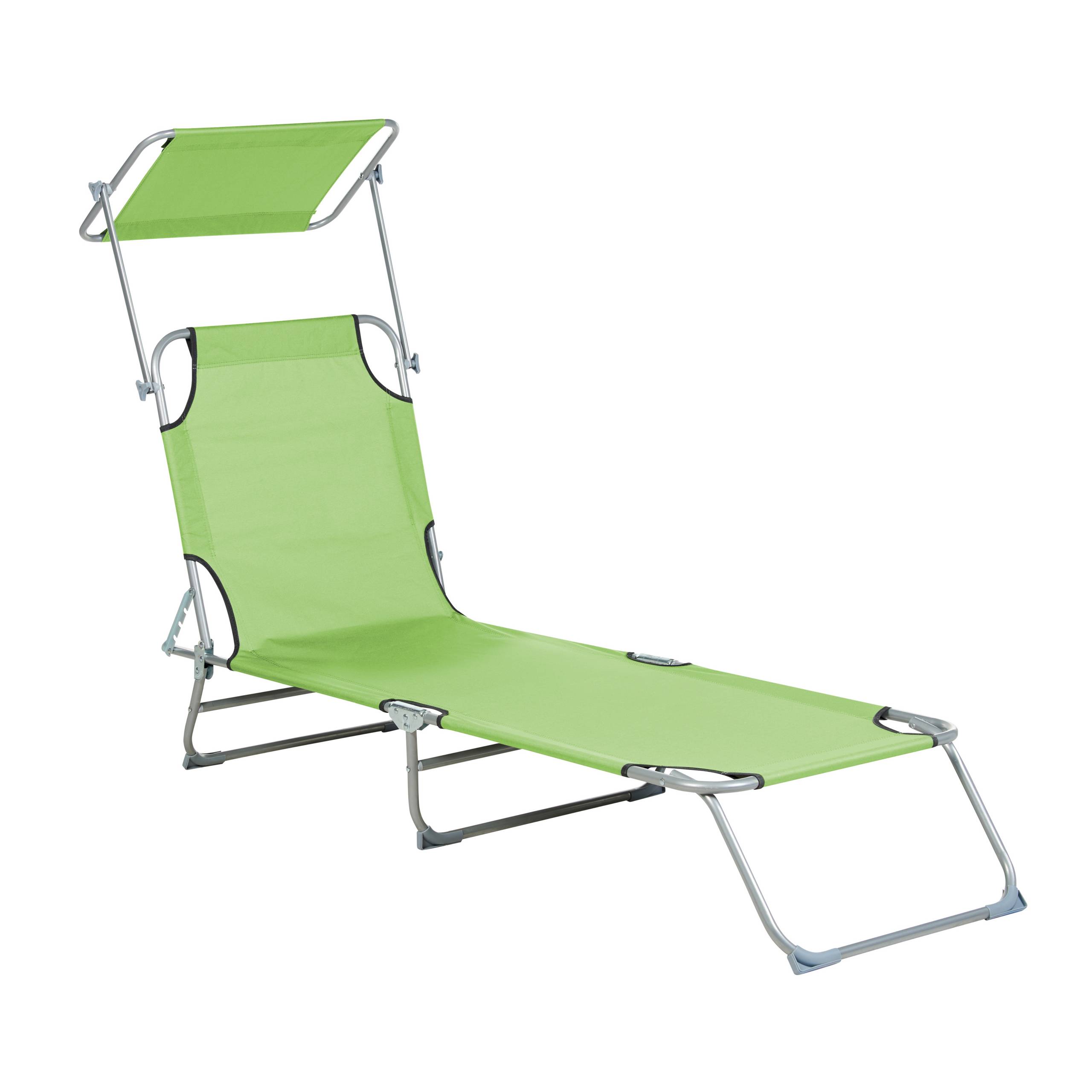 Beliani - Transat de Jardin Bain de Soleil Pliant en Tissu Polyester Vert Clair et Acier avec Pare Soleil Pratique Idéal pour Terrasse ou Balcon Beliani - Imagen 4