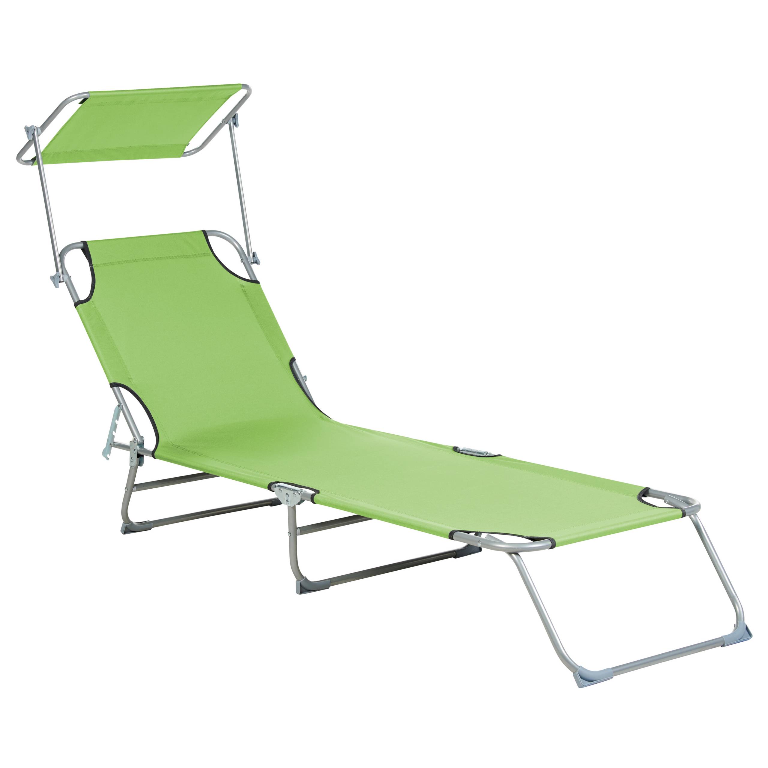Beliani - Transat de Jardin Bain de Soleil Pliant en Tissu Polyester Vert Clair et Acier avec Pare Soleil Pratique Idéal pour Terrasse ou Balcon Beliani - Imagen 1