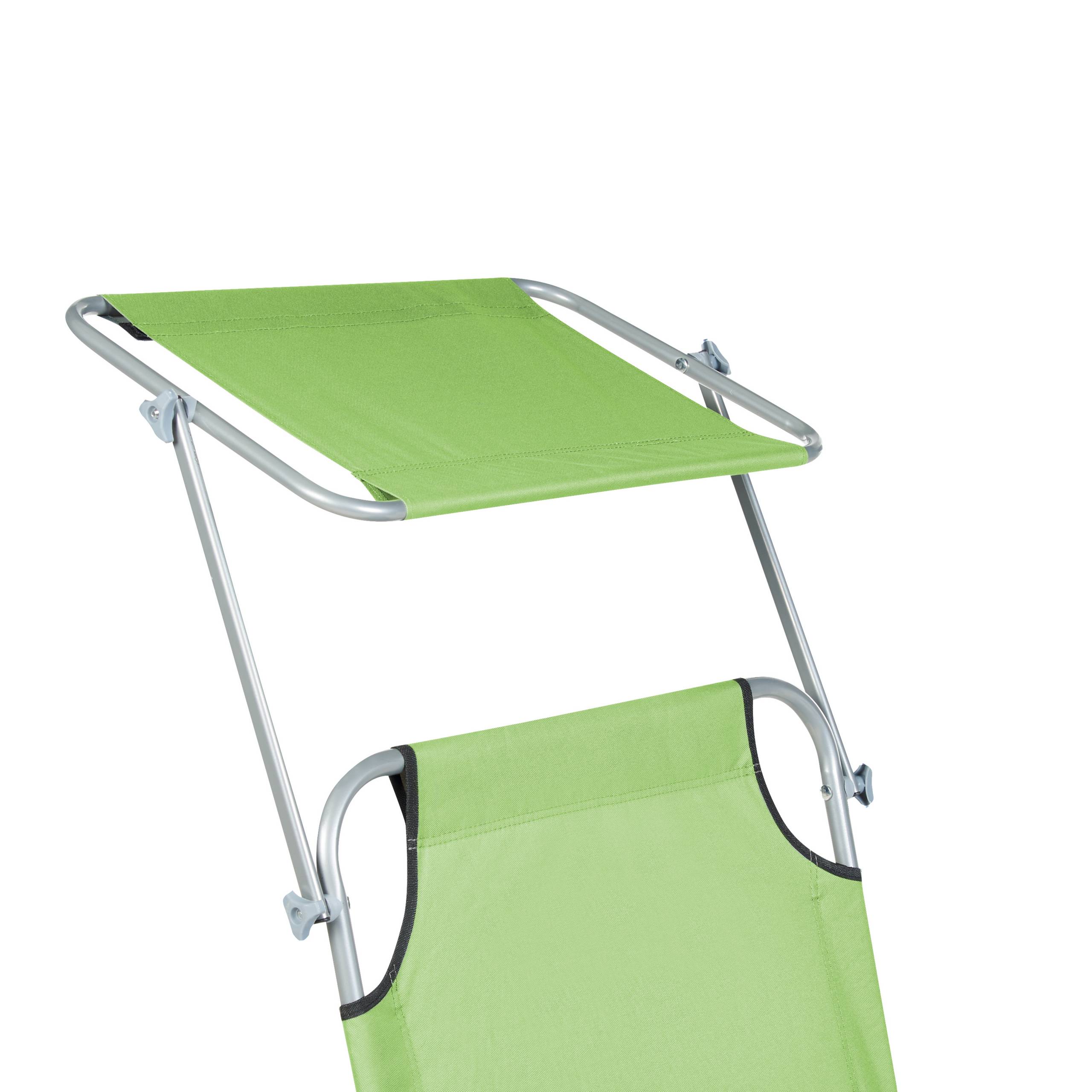 Beliani - Transat de Jardin Bain de Soleil Pliant en Tissu Polyester Vert Clair et Acier avec Pare Soleil Pratique Idéal pour Terrasse ou Balcon Beliani - Imagen 7