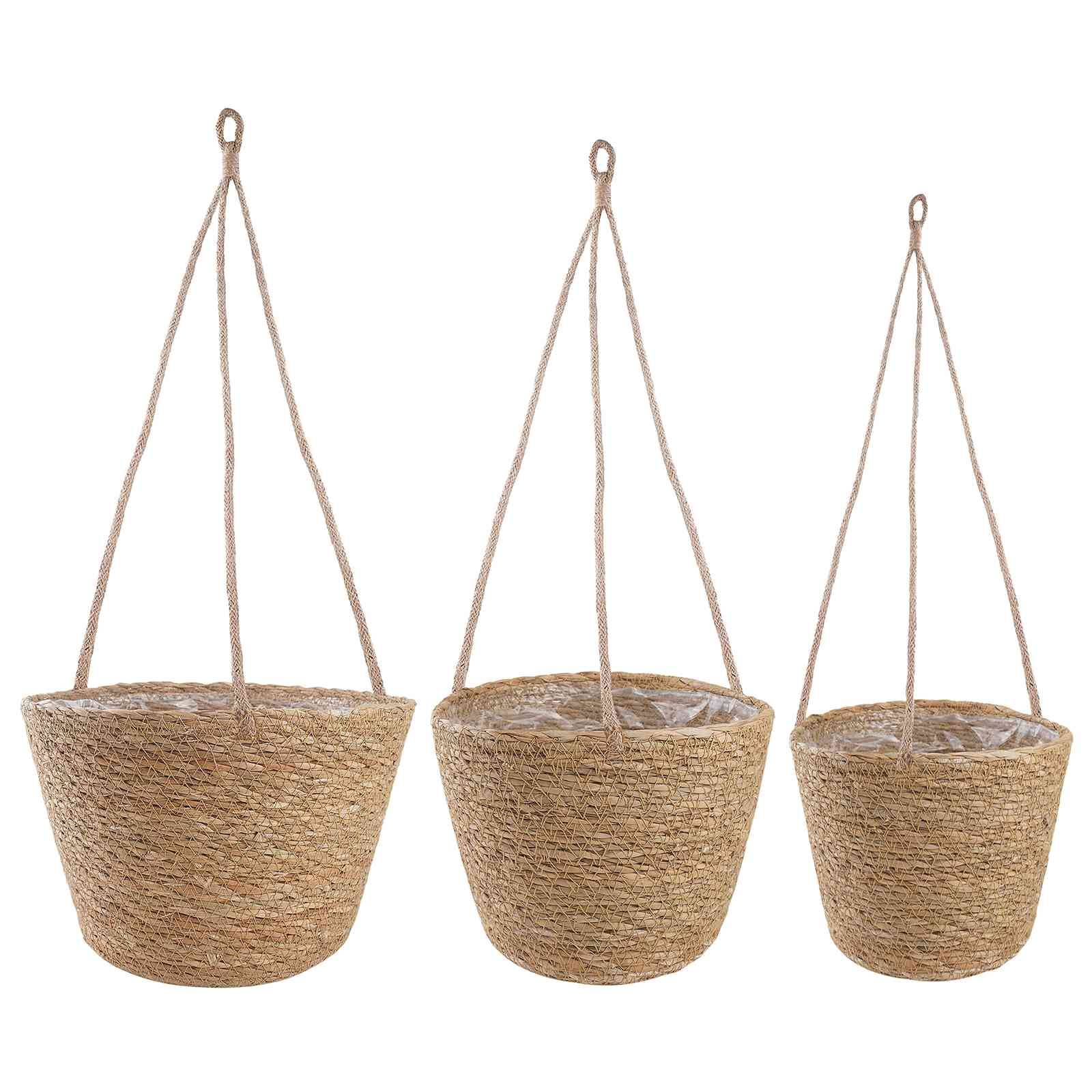 Paniers à plantes herbe de mer naturel 26 x 26 x 19 cm, Poids:0.87kg - PANGIVO