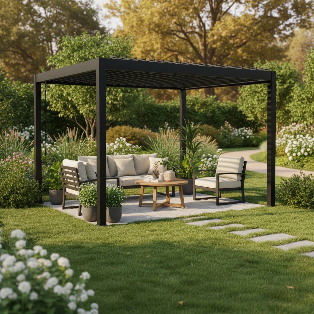 Pergola bioclimatique 3x3m Zeus anthracite - Gecko Jardin - Image 9