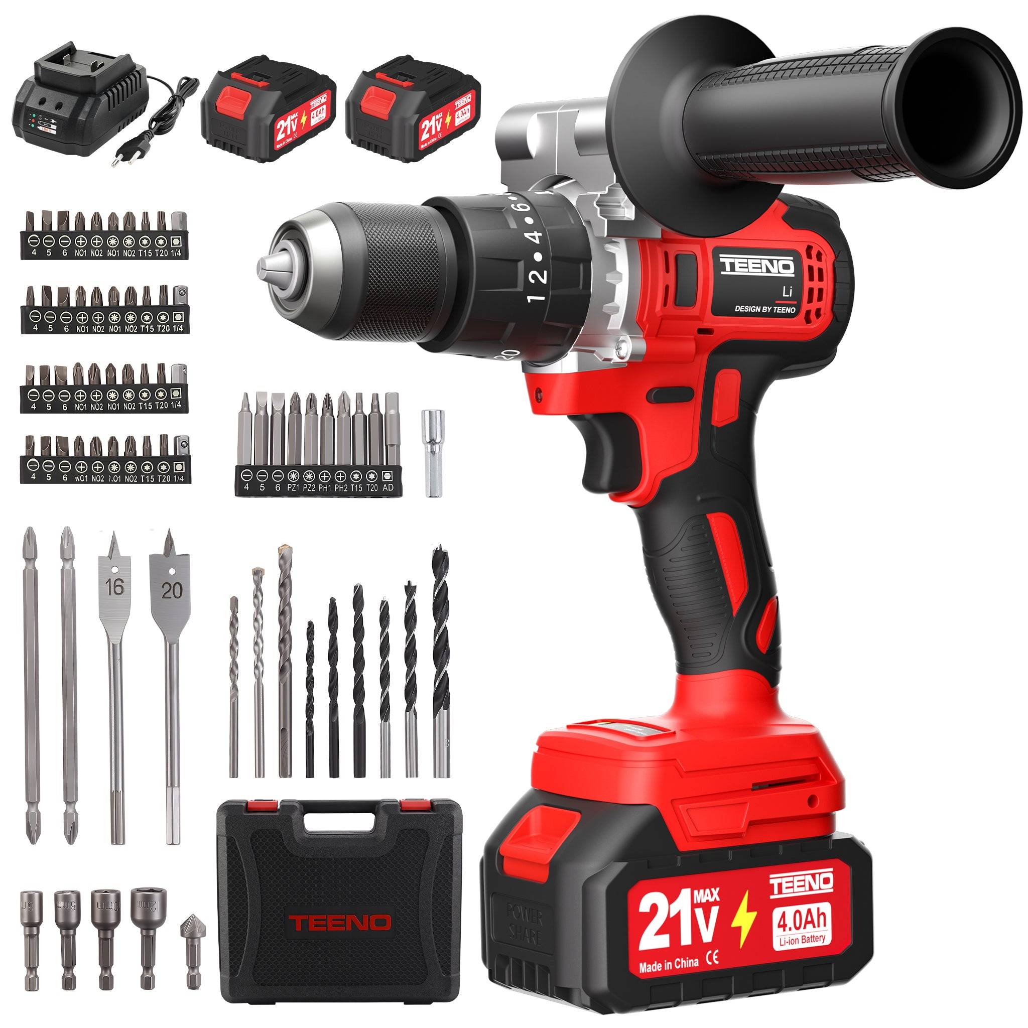Perceuse-visseuse sans fil sans balais 21 V, compatible avec les batteries Makita 2 x 4,0 Ah, couple max. 130 Nm, 20 + 3 réglages de couple, mandrin - Image 1
