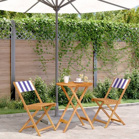 Maison Chic - Ensemble de bistro 3 pcs | Mobilier d'extérieur bleu et blanc tissu et bois massif Maison Chic - Image 2
