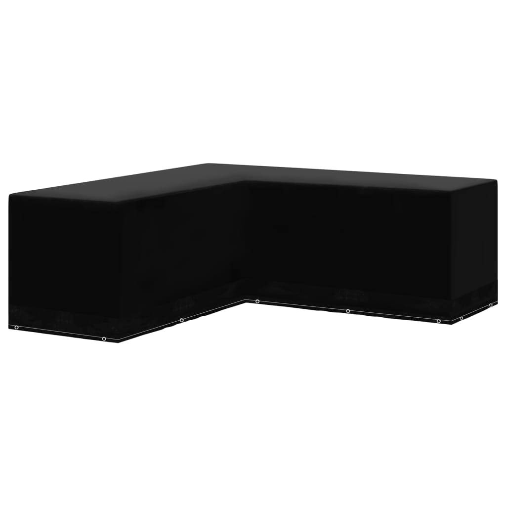 Housse Salon de Jardin Angle Forme L PE Étanche Anti-UV pour Canapé Extérieur Noir 250x250x90 cm – ComfortXL Outdoor Living