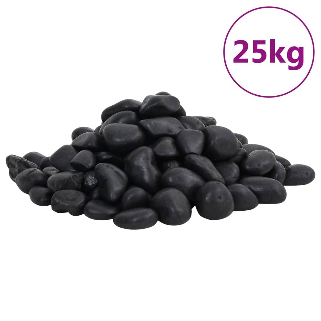 Galets Décoratifs Noirs Pierres Polies pour Jardin Paillage Déco Aquarium 2-5 cm 25 kg - ComfortXL Outdoor Living - Image 1