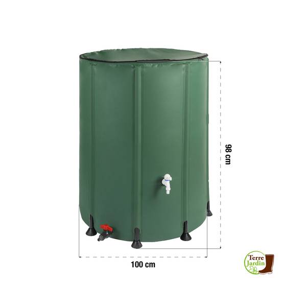 Terre Jardin - Réservoir / cuve d'eau de pluie pliable 750 Litres Vert - Image 10