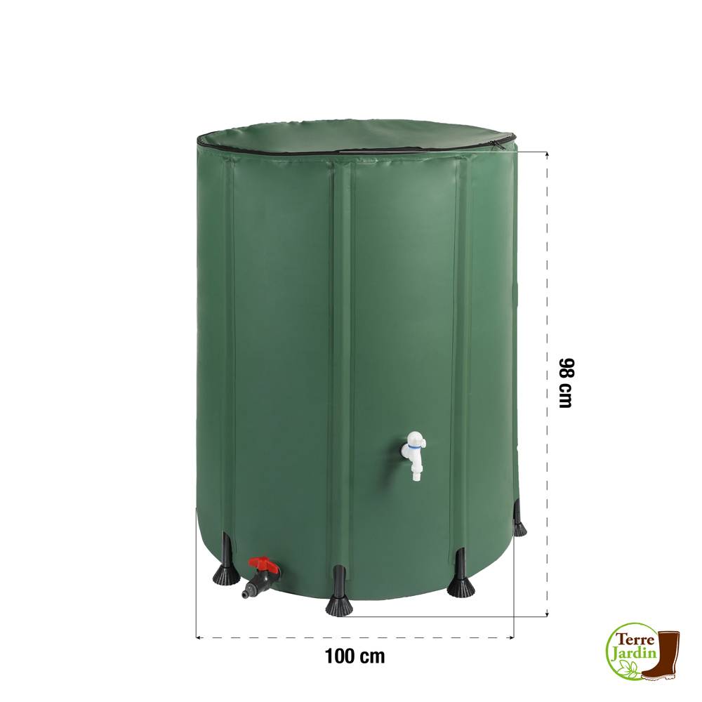 Terre Jardin - Réservoir / cuve d'eau de pluie pliable 750 Litres Vert - Image 10