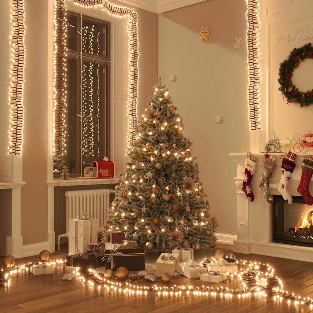 Guirlande LED Groupée PVC 8 Modes pour Fêtes Noël Jardin Blanc Chaud 400 LED 7,4m – ComfortXL Outdoor Living - Image 1