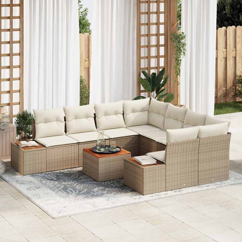 Salon de jardin 8 places avec rangement et table en résine tressée Beige – ComfortXL Outdoor Living - Image 1