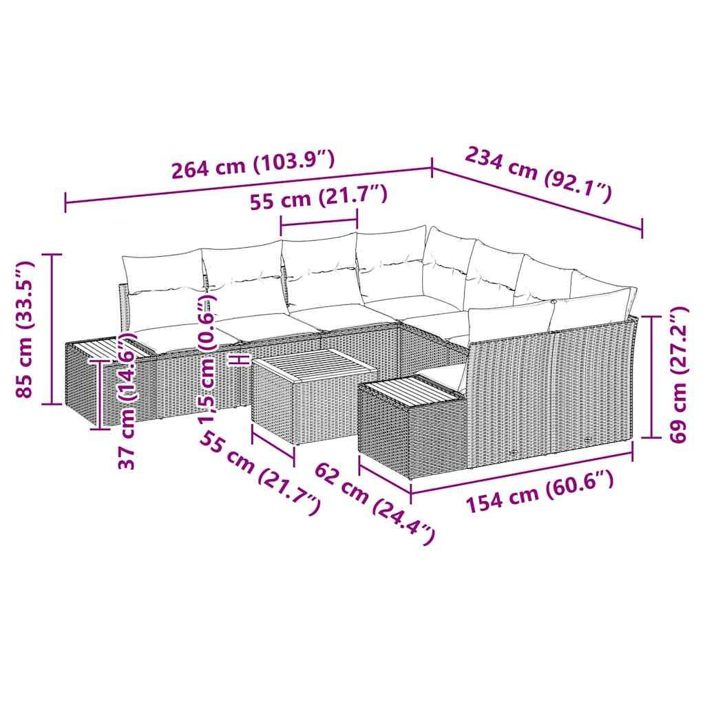 Salon de jardin 8 places avec rangement et table en résine tressée Beige – ComfortXL Outdoor Living - Image 5