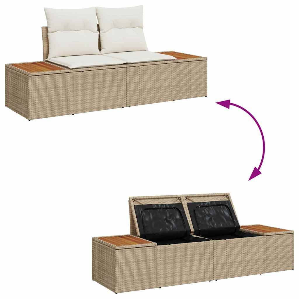 Salon de jardin 8 places avec rangement et table en résine tressée Beige – ComfortXL Outdoor Living - Image 8