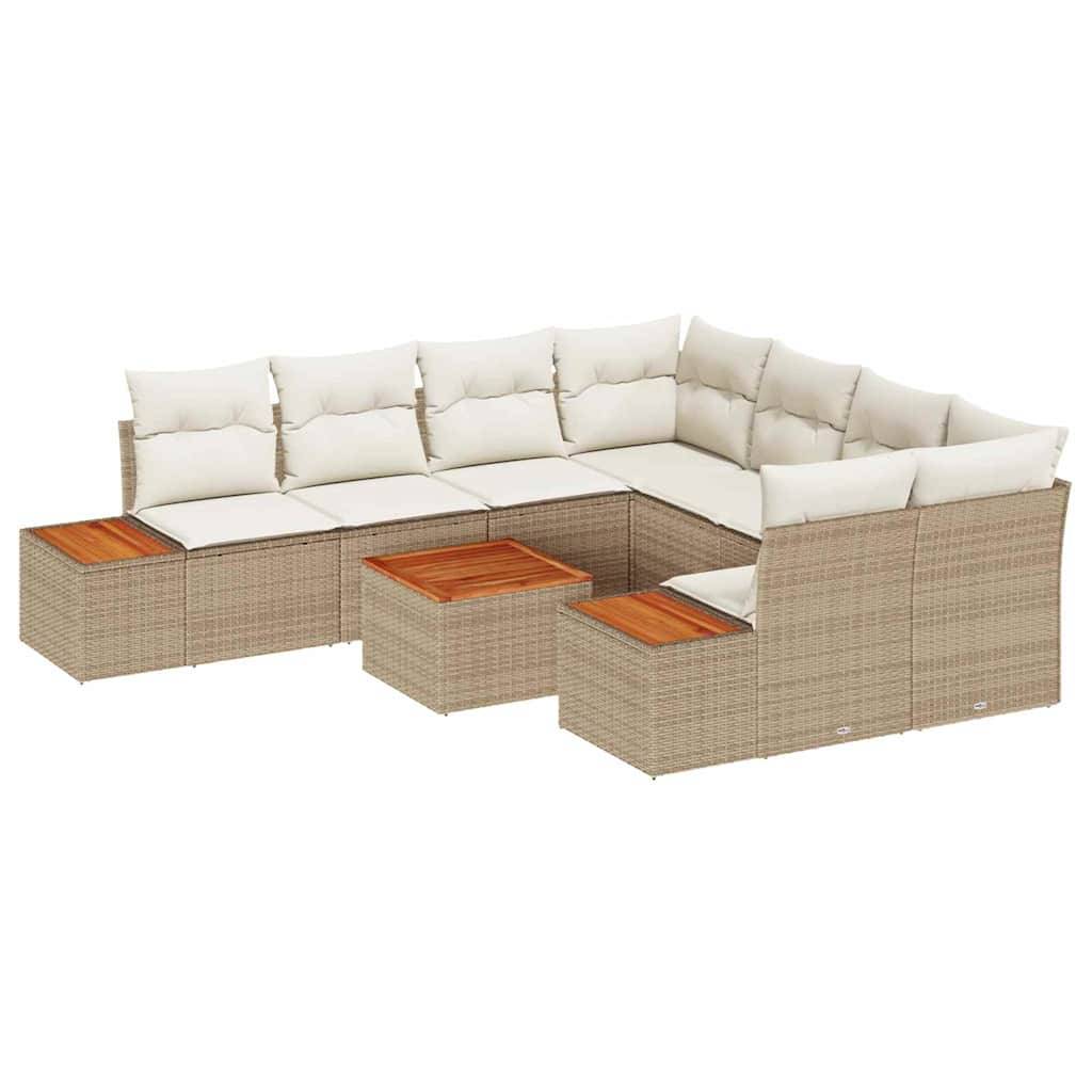 Salon de jardin 8 places avec rangement et table en résine tressée Beige – ComfortXL Outdoor Living - Image 2