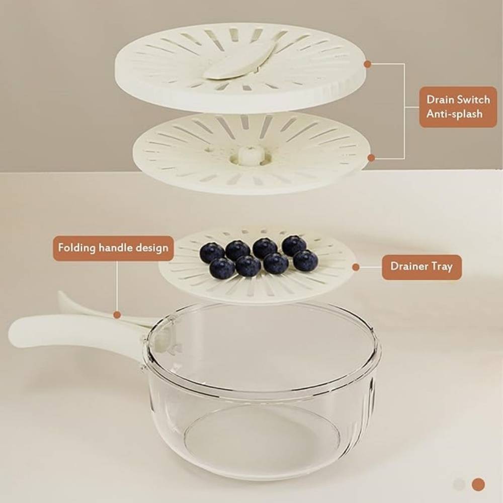 Essoreuse à Salade 5L Pliable Rosenstein & Söhne - Essoreuse Manivelle Compacte XL